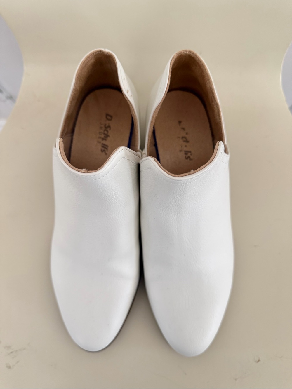 Dr. Scholl's White Cutout Ankle Booties with Stacked Brown Heel - Picture 2 of 4
